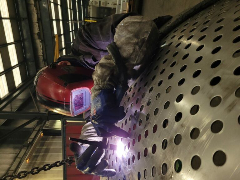 TIG welding of a perforated drum — TPS workshop