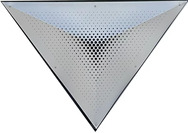 Panneau triangulaire en aluminium perforé avec dégradé de diamètres
